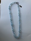 Vintage Light Blue Lucite Long 28   Beaded Design Necklace Hong Kong Tagged
