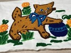 Vintage Hand Made Punch Needle Kitty Cat Pillowcase Or Wall Hanging 25  X 17 