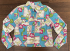 Vintage New Identity Tropical Print Sequin Jacket Women   s Xl Cotton Lycra
