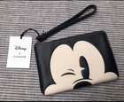 New Disney X Coach Mickey Pouch Wristlet Black