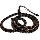 Ebony   Liwung Wood Tasbih Black Fiber Muslim Prayer Beads Handmade Indonesia 8m