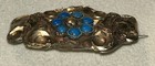 Antique Victorian Floral Gold Filled Repouss   Brooch Turquoise   Seed Pearl 1880