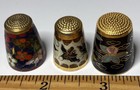 Thimbles Lot Of 3 Brass Cloisonne