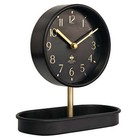 Better Homes   Garden Black And Gold Tabletop Clock With Trinket Tray