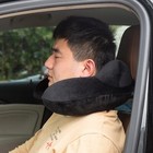 Neck Pillow Support Inflatable Travel Pillows Soft Velvet Washable Cover Black