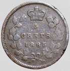 Canada 5 Cents 1885 Victoria Queen Silver Km 2
