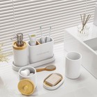 6pcs Bathroom Accessories Set  Marble White Soap Dispenser  Toothbrush Holder