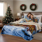 King Size Snowman Quilt Set 3pc Lightweight Holiday Bedspread Christmas Decor