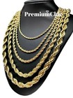 Rope Chain Necklace 3mm To 10mm 16  To 30  14k Gold Plated Mens Hip Hop Jewelry
