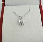 2 00ct Round Brilliant Moissanite 14k White Gold Solitaire Pendant 18  Necklace