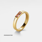 Pink Sapphire Ring Lab Created 925 Silver Gold Plated Princess Cut Band Ring