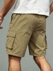 Mens Cargo Shorts Casual Work Drawstring Linen Multi Pocket Tactical Relaxed Fit