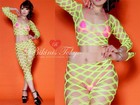 Double-cross Fishnet  Net Top X Leggings  yellow 
