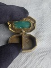Vintage Goldette Faux Green Jade Floral Pill Box
