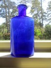 1890 s Hexagonal Ribbed Cobalt Blue Poison Bottle