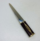 Vintage Gold Tone Letter Opener   hk Tvb    Metal 8 75    Leather Handle Decor 16