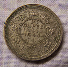 4---1943   1944 India British 1 4 Rupee King George Vi Fine 5 Silver Coin
