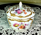 Kpm Berlin Porcelain Gold Encrusted Floral Hand Painted Trinket Box Sugar Bowl