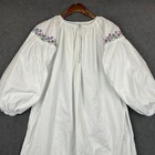 Vintage Hand Embroidered Peasant Dress Ukrainian Vyshyvanka White Cotton Size M