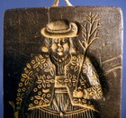 Vintage Antique German Wax Springerle Board Man With Rabbit Hare 7-3 4  Or 20cm