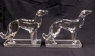 Martinsville Viking Glass Borzoi Wolfhound Dog Figures Bookends Set Of 2
