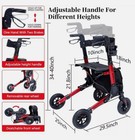 Henmnii Rollator Walker W wide Seat  Backrest All-terrain Non-slip Wheels 300lbs