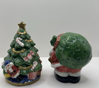 Vintage Fitz And Floyd Salt And Pepper Shakers Hushing Santa Christmas Tree 1992