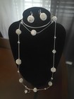 Silver Tone Spiral Bead Necklace   Matching Dangle Earrings Jewelry Set No Stone