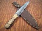 Custom Handmade 12 25  Damascus Spear Point Knife - Carved Walnut Handle