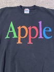 Vintage 90s Apple Computers Rainbow Logo Crewneck Black Sweatshirt Mens Large