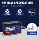 12v 100ah  Lifepo4  Lithium Battery With Built-in 100a Bms For Rv   Solar marine