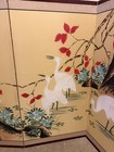 Japanese  4 Panel Signed Vintage Folding Screen Flowers Birds Trees Byobu 