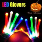 Led Gloves Light Up Flashing Finger Gloves Lighting Glow Halloween Rave - New
