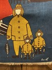 Vintage 1960 s Liv Hassel Norway Silkscreen Linen Wall Art Approx  13    X 19   