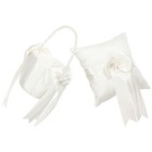 Flower Girl Basket Ring Pillow Set Miss Bride Wedding Pearl Cushion