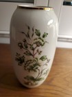 Vintage Hollohaza Hungary Porcelain Floral Vase With Goldctrim 6 