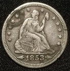 1853 Seated Liberty Quarter W  Arrows Mel Hobo Pictorial Love Token Leaves Mei