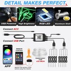 Mictunin Wireless 6 8 10-in 1 Rgb Led Car Interior Neon Ambient Light Strips Kit