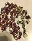 Antique Sterling Silver Purple Amethyst Glass Bead Rosary Sacred Heart Of Jesus 