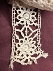 Vtg Lace Trim Sewing Craft Ribbon Nos Crocheted Antique White Old Lace Flowers