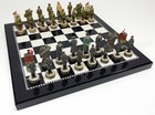 World War 2 Us Germany Chess Set W  15  Black   White Gloss Board  Ww2