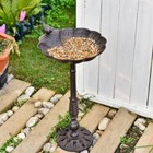 Sungmor Bird Bath Cast Iron 21 In Height Garden Standing Shell Shape Bird Feeder