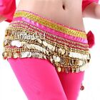 Woman Belly Dance Costume  Velvet Hip Scarf With Gold Coins 9 Color Choices 9 5