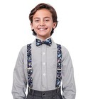 Belluno Boys  Floral Suspenders And Bow Tie Set  Pre-tied Cotton Bowtie For 