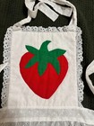 Vintage Handmade Strawberry Apron White Eyelet Lace Cotton Kitchen Cottagecore
