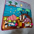 Handmade Peruvian Arpillera Beach Scene 3d Textile Wall Hanging Folk Art 18x18