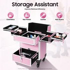 Salon Hard Train Rolling Makeup Stand Cosmetic Case Aluminium Trolley Train Case