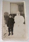 Rare Antique Vintage American Id d Boy Snowman Hat Snapshot Photo  1940 s Winter