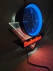 Budweiser Everbrite Lighted Bar Clock Sign 1991 La   251 Vintage Beer Light Works