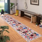 Pink beige Floral Hallway Runner Carpet Non-slip  2x10 Washable Rug Ultra-thi   